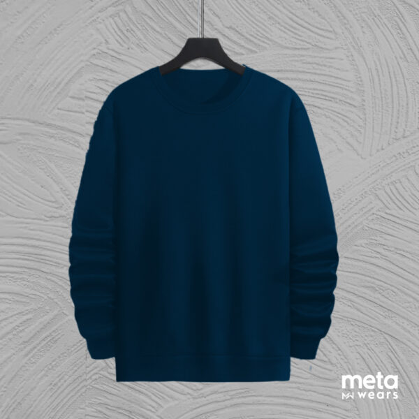 Plain Navy Blue Pullover Sweatshirt