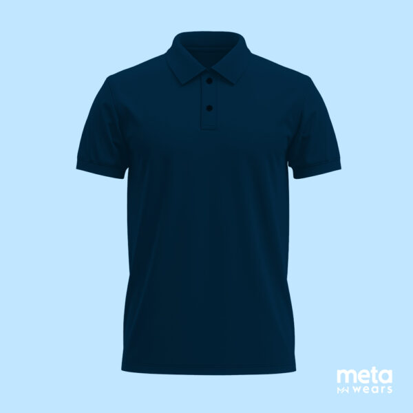 Solid Polo Navy Blue T-Shirt